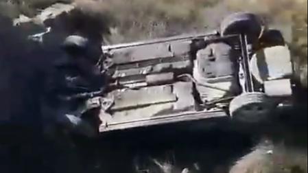 Estado en el que quedó el automóvil tras caer al barranco de las Bardenas