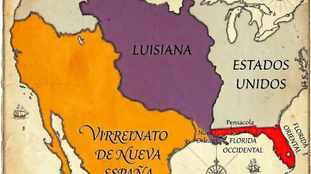 Mapa que muestra la extensión que alcanzó el Virreinato de Nueva España en América del Norte, en 1794
