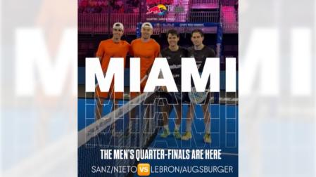 Lebron, Augsburger, Nieto y Sanz antes del inicio de los cuartos del P1 Miami - EE UU