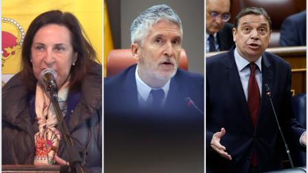Los ministros Margarita Robles, Fernando Grande-Marlaska y Luis Planas