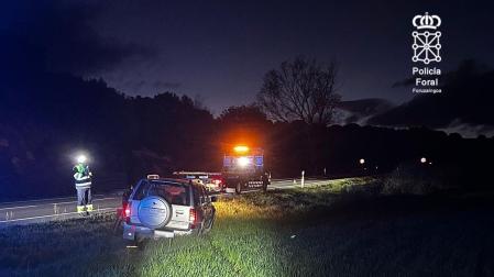 Salida de vía en uno de los accidentes de este fin de semana en Navarra