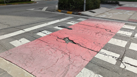 Estado del carril bici en la calle Fuente del Hierro
