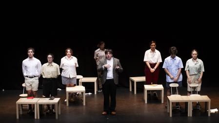 Una de las representaciones de la pasada edición de la Muestra de Teatro Universitario, en el Civivox Iturrama