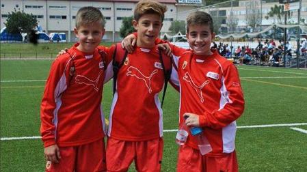 Iñaki Rupérez, Nico Serrano y Jon García, nacidos en 2003, en una imagen de niños con la selección navarra
