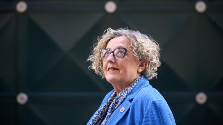 Marimar Ganuza retratada hoy hace una semana en la puerta del oratorio de la Hermandad de la Pasión.