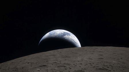 Fotografía compartida este martes por la NASA de la vista de un "ocaso de la Tierra" captada por la tripulación de Artemis el 6 de abril de 2026