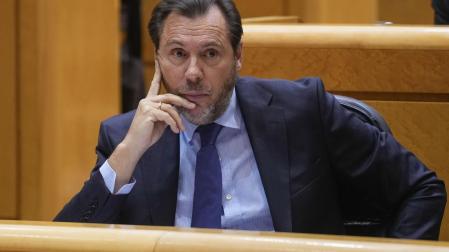 El ministro de Transportes, Óscar Puente, este martes durante la Sesión de control al gobierno en el Senado