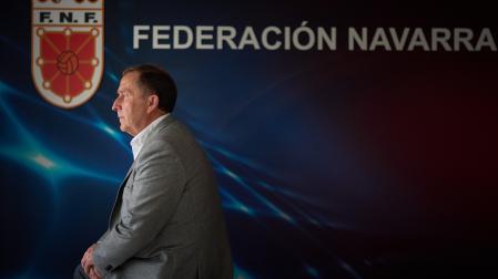 Rafa del Amo, en la sede de la Federación Navarra de Fútbol