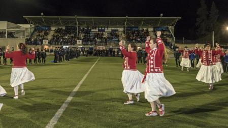 Noviembre de 2018, celebración del 90 aniversario del campo de fútbol de Merkatondoa, la instalación deportiva más antigua de Estella que va camino de su centenario. Archivo