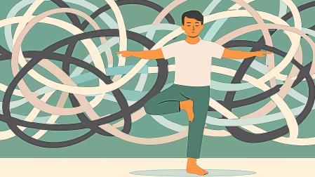 Una persona hace yoga para concentrarse