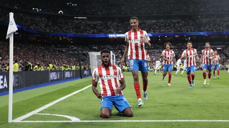 El centrocampista del Girona Thomas Lemar celebra el gol que puso el empate en el marcador