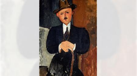 La pintura titulada 'L'homme assis à la canne' (El hombre sentado con bastón')
