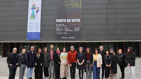 Organizadores del festival Punto de Vista y representantes de las entidades colaboradoras, ayer, en el Baluarte