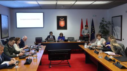 El auditor de la Cámara de Comptos Miguel Ángel Aurrecoechea, durante su comparecencia en la comisión parlamentaria de Economía