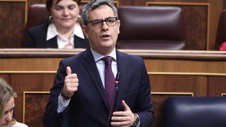 El ministro de la Presidencia, Félix Bolaños, este miércoles en el Congreso