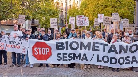 Protesta el pasado octubre contra los proyectos de Sesma, Lodosa y Rada