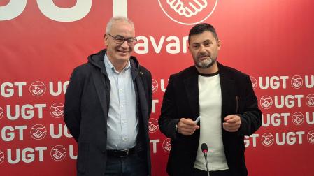 Lorenzo Ríos, secretario general de UGT en Navarra, y Eduardo Abad, presidente de UPTA