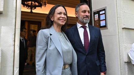 La Nobel de la paz y opositora venezolana María Corina Machado se reunió con Santiago Abascal este viernes
