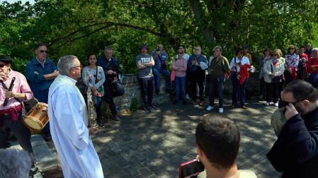 Despedida del Ángel de Aralar de Pamplona.