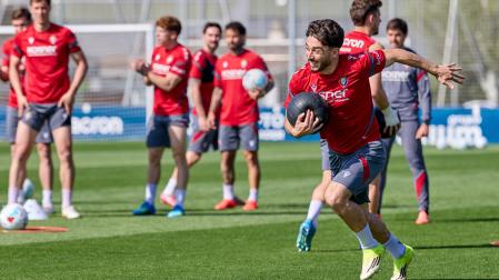Raúl Moro, en uno de los ejercicios del último entrenamiento