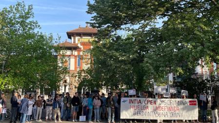 Imagen de la protesta de los trabajadores de Intia, este martes