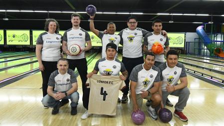 Integrantes del podio final en la prueba de bolos