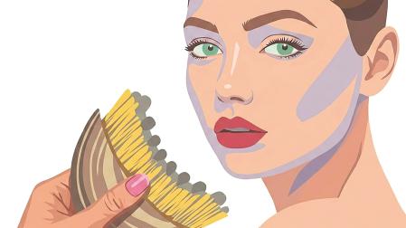 Una joven se cepilla la cara para deshincharla