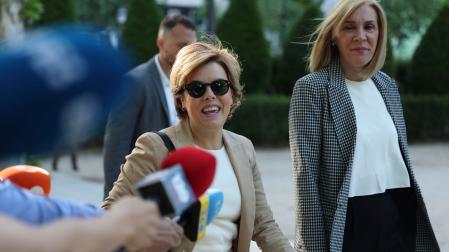 La exdirigente del PP Soraya Sáenz de Santamaría, a su llegada a la Audiencia Nacional, para testificar en el juicio del caso Kitchen