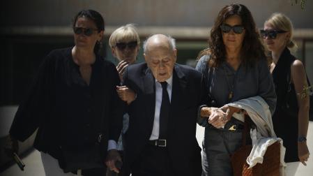 Jordi Pujol, expresidente de la Generalitat de Catalunya, a su salida de la capilla ardiente de Marta Ferrusola, en 2024