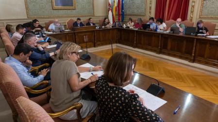 Instante del pleno ordinario del mes de abril del Ayuntamiento de Tudela que tuvo lugar el pasado lunes
