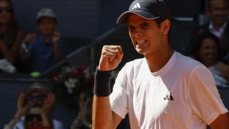Rafa Jódar celebra un punto en su partido ante Kopriva