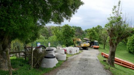 Imagen de las obras que se ejecutan para mejorar la capacidad de la depuradora en Itsaso.