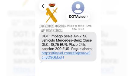 SMS con al estafa de la DGT con un cobro de peaje