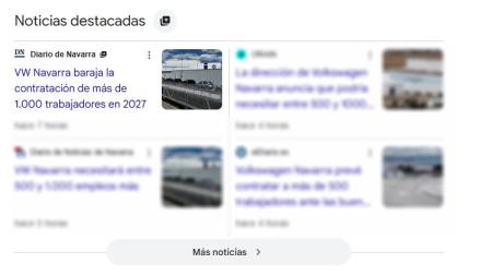 Pantallazo de noticias en Google