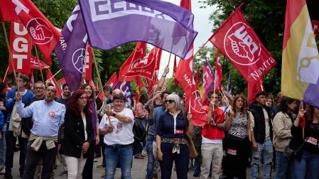 Fotos de la manifestación del UGT - CC OO por el 1 de mayo en Pamplona