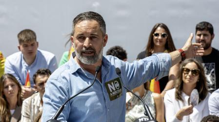 El líder de Vox, Santiago Abascal, este viernes en Jaén