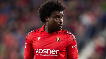 Boyomo, durante el encuentro contra el F.C. Barcelona