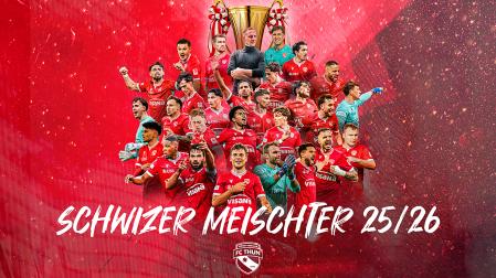Imagen del FC Thun de su página web celebrando su primer título de campeón de la liga suiza