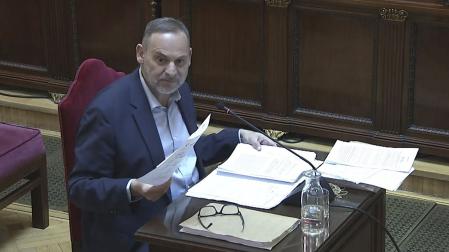 Captura de la señal del Tribunal Supremo en la que aparece el exministro José Luis Ábalos durante su declaración, este lunes