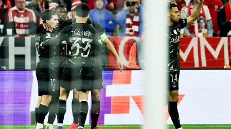 Los jugadores del PSG celebran el 0-1, obra de Dembelé en el minuto 3 de encuentro