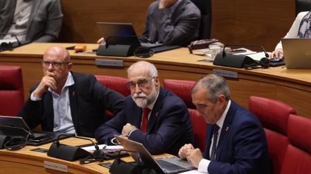 El consejero de Salud, Fernando Domínguez, en el pleno del Parlamento foral