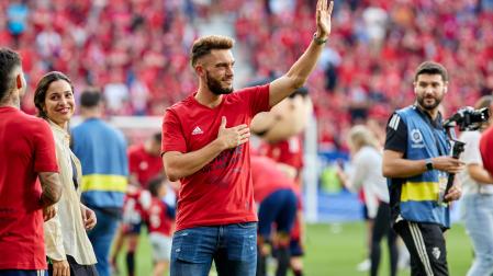 Roberto Torres, en 2023, en las celebraciones de la clasificación europea en El Sadar