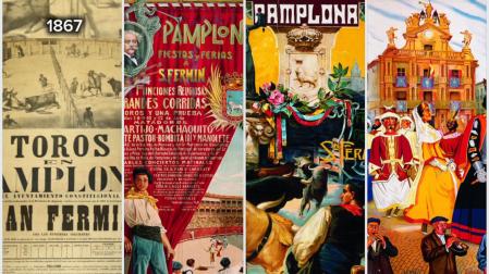 Imágenes de varios carteles de San Fermín antiguos