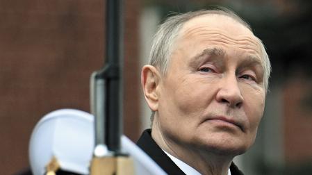 El presidente ruso, Vladimir Putin, este sábado en el desfile del Día de la Victoria en el Kremlin, Moscú
