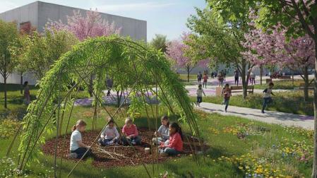El Ayuntamiento de Pamplona se propone ampliar la red de patios renaturalizados con dos centros nuevos cada año, tras haber intervenido en siete enclaves desde el año 2009