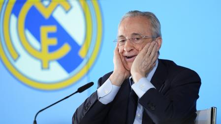 Florentino Pérez, durante la rueda de prensa del martes 12 de mayo