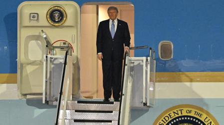 Donald Trump, a su llegada a Pekín