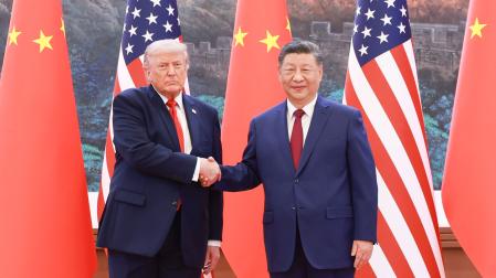 Saludo del presidente estadounidense, Donald Trump, y su homólogo chino, Xi Jinping