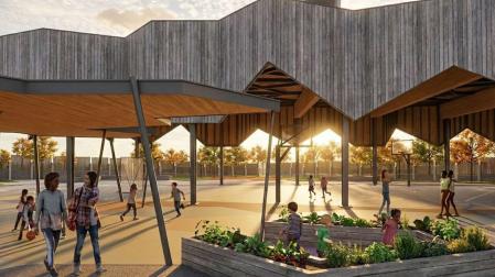 La nueva cubierta del patio del CPEIP José María Huarte tendrá una estructura con una geometría basada en un tipo de mosaico formado por hexágonos y pentágonos