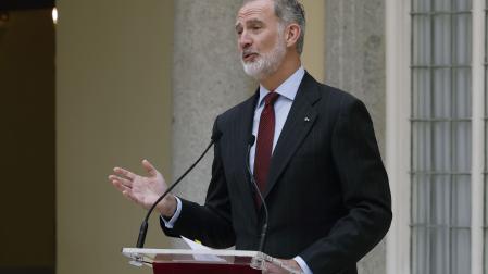 El rey Felipe VI, este lunes durante la entrega del Premio Enrique V. Iglesias al Desarrollo del Espacio Empresarial Iberoamericano